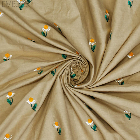 Floral Embroidered Cotton Fabric by the Yard Indian Embroidery Sewing DIY Crafting Women Summer Dresses Costumes Tote Bag Home Decor Curtain