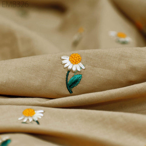 Floral Embroidered Cotton Fabric by the Yard Indian Embroidery Sewing DIY Crafting Women Summer Dresses Costumes Tote Bag Home Decor Curtain