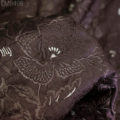 Old Lavender Embroidered Fabric by the yard Sewing Dress Material Indian Embroidery Wedding Outfit Dress Costumes Blazers Nehru Collar Coat