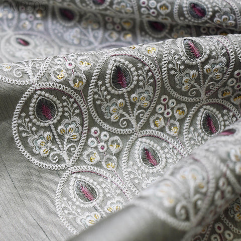 Embroidered Fabric by the yard Sewing DIY Crafting Indian Embroidery Wedding Dress Costumes Dolls Bags Cushion Covers Table Runners Blouses