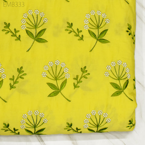 Embroidered Cotton Fabric by the Yard Indian Embroidery Sewing DIY Crafting Summer Women Kids Dresses Costumes Doll Bag Home Decor Curtain