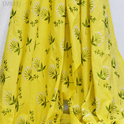 Embroidered Cotton Fabric by the Yard Indian Embroidery Sewing DIY Crafting Summer Women Kids Dresses Costumes Doll Bag Home Decor Curtain