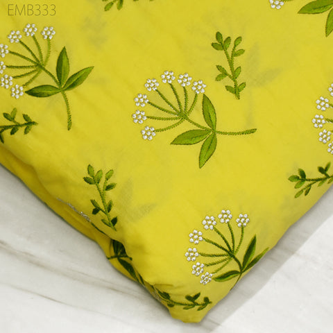 Embroidered Cotton Fabric by the Yard Indian Embroidery Sewing DIY Crafting Summer Women Kids Dresses Costumes Doll Bag Home Decor Curtain