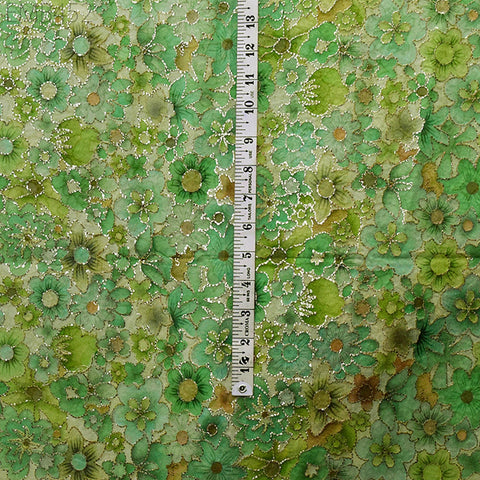 Indian Embroidered Fabric by the Yard Green Georgette Embroidery Sewing Curtain DIY Crafting Summer Women Dress Material Drapery Home Decor