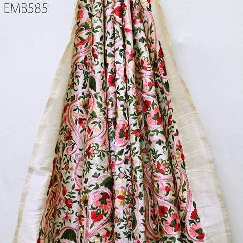 Embroidered Fabric by the yard Sewing DIY Crafting Indian Embroidery Wedding Dress Costumes Dolls Cushion Covers Table Runner Blouses Blazer