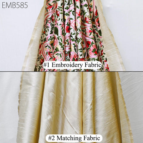 Embroidered Fabric by the yard Sewing DIY Crafting Indian Embroidery Wedding Dress Costumes Dolls Cushion Covers Table Runner Blouses Blazer