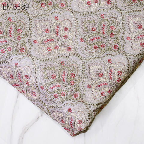 Embroidered Fabric by the yard Sewing DIY Crafting Indian Embroidery Wedding Dress Costumes Dolls Bags Cushion Covers Table Runners Blouses