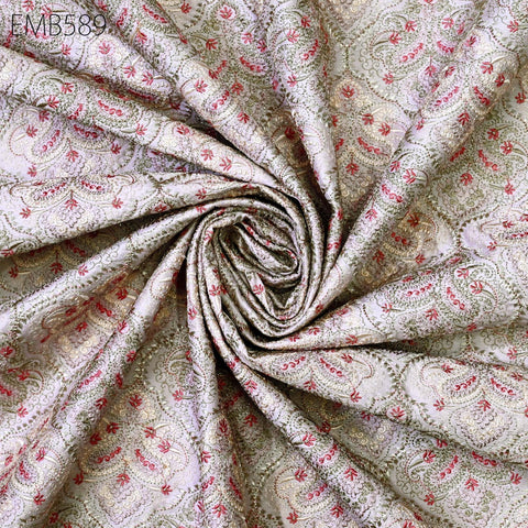 Embroidered Fabric by the yard Sewing DIY Crafting Indian Embroidery Wedding Dress Costumes Dolls Bags Cushion Covers Table Runners Blouses