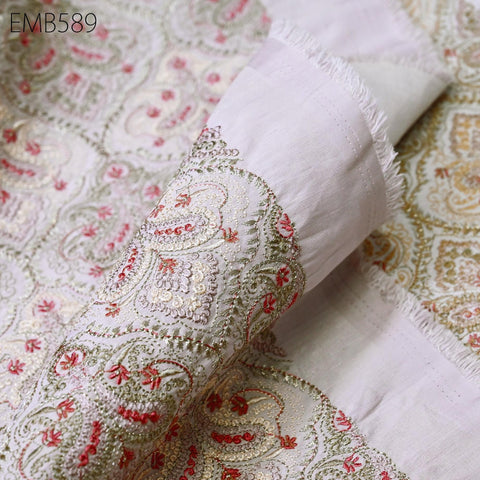 Embroidered Fabric by the yard Sewing DIY Crafting Indian Embroidery Wedding Dress Costumes Dolls Bags Cushion Covers Table Runners Blouses