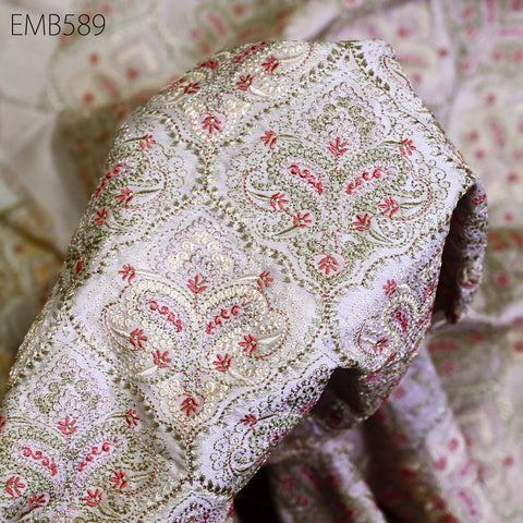 Embroidered Fabric by the yard Sewing DIY Crafting Indian Embroidery Wedding Dress Costumes Dolls Bags Cushion Covers Table Runners Blouses