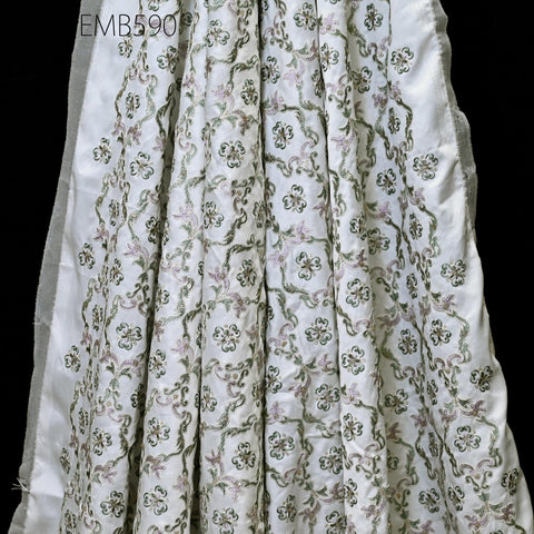 Embroidered Fabric by the yard Sewing DIY Crafting Indian Embroidery Wedding Dress Costumes Dolls Bags Cushion Covers Table Runners Blouses