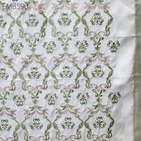 Embroidered Fabric by the yard Sewing DIY Crafting Indian Embroidery Wedding Dress Costumes Dolls Bags Cushion Covers Table Runners Blouses