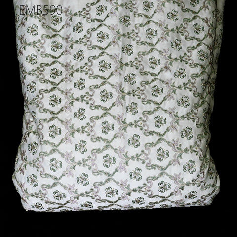 Embroidered Fabric by the yard Sewing DIY Crafting Indian Embroidery Wedding Dress Costumes Dolls Bags Cushion Covers Table Runners Blouses
