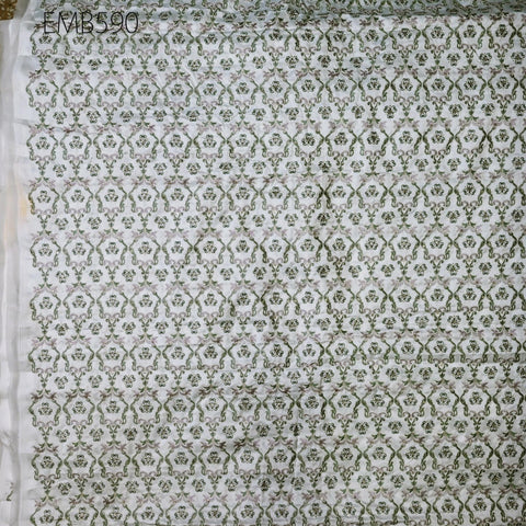 Embroidered Fabric by the yard Sewing DIY Crafting Indian Embroidery Wedding Dress Costumes Dolls Bags Cushion Covers Table Runners Blouses