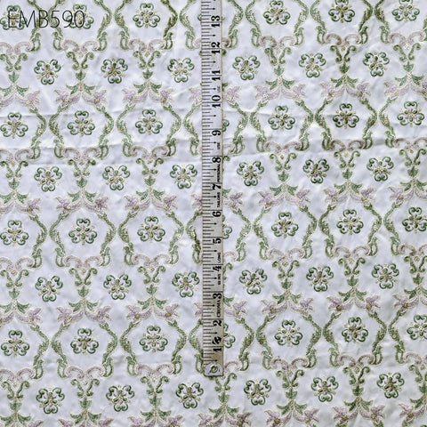 Embroidered Fabric by the yard Sewing DIY Crafting Indian Embroidery Wedding Dress Costumes Dolls Bags Cushion Covers Table Runners Blouses