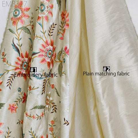 Indian Embroidered by the yard Fabric Sewing DIY Crafting Embroidery Wedding Dresses Fabric Costumes Dolls Bags Cushion Covers Table Runners