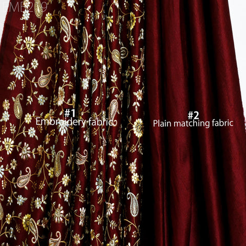 Indian Embroidered Fabric by the yard Sewing DIY Crafting Embroidery Wedding Dresses Fabric Costumes Dolls Bags Cushion Covers Table Runners