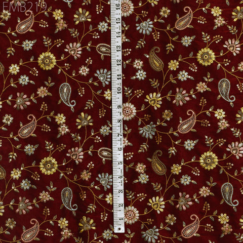 Indian Embroidered Fabric by the yard Sewing DIY Crafting Embroidery Wedding Dresses Fabric Costumes Dolls Bags Cushion Covers Table Runners