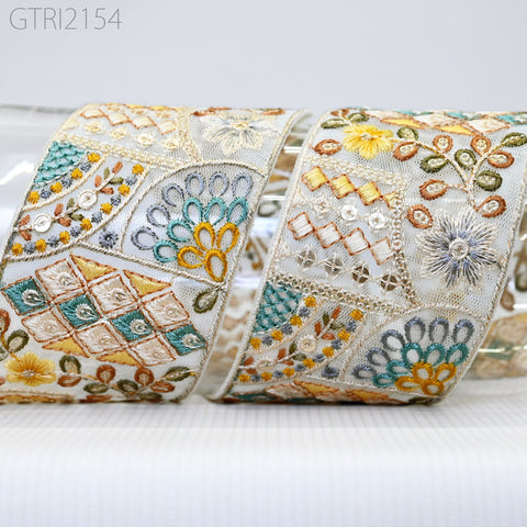 9 Yard Embroidery 65mm Fabric Trim Indian Doll Making Embellishment DIY Crafting Sewing Saree Sari Border Embroidered Ribbon Dresses Costume