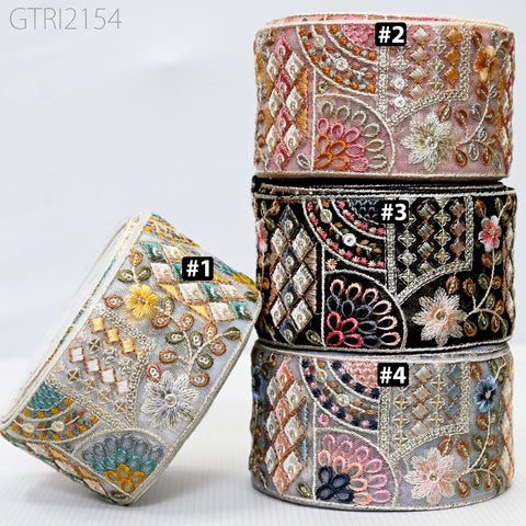 9 Yard Embroidery 65mm Fabric Trim Indian Doll Making Embellishment DIY Crafting Sewing Saree Sari Border Embroidered Ribbon Dresses Costume