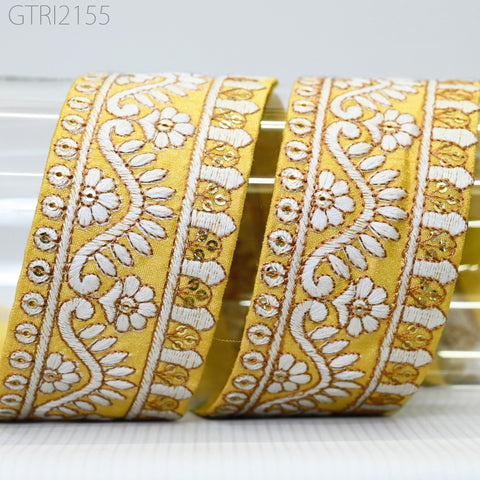 9 Yard Indian Sari Embellishments Embroidery 5 Cm Trim Embroidered Saree Ribbon Cushions Sewing Crafting Trimmings Curtains Headbands Border