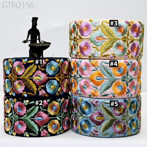 9 Yard Embroidery 7cm Fabric Trim Indian Doll Making Embellishments DIY Crafting Sewing Saree Sari Border Embroidered Ribbon Dresses Costume