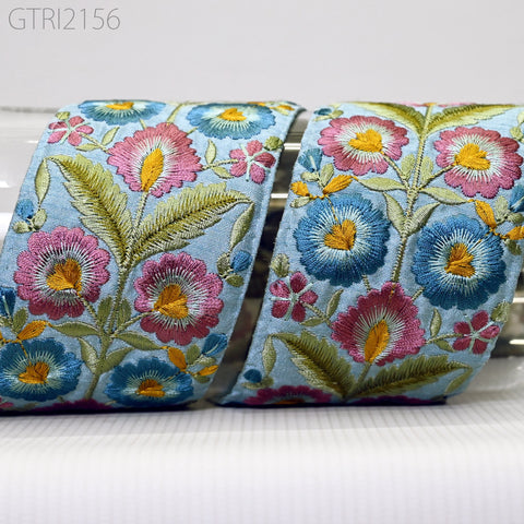 9 Yard Embroidery 7cm Fabric Trim Indian Doll Making Embellishments DIY Crafting Sewing Saree Sari Border Embroidered Ribbon Dresses Costume