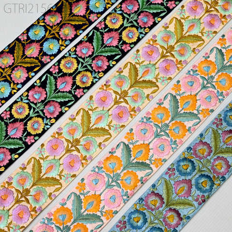 9 Yard Embroidery 7cm Fabric Trim Indian Doll Making Embellishments DIY Crafting Sewing Saree Sari Border Embroidered Ribbon Dresses Costume