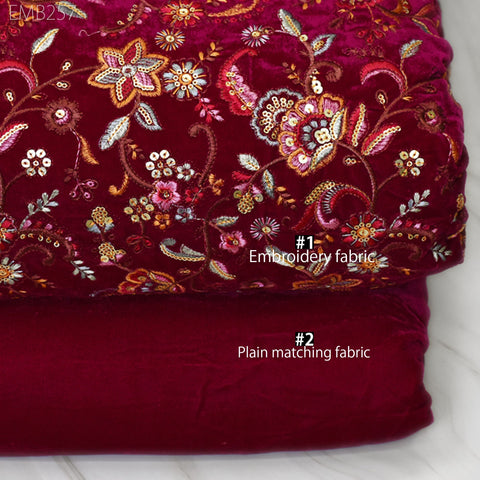 Magenta Velvet Sequins Fabric By The Yard Sewing DIY Crafting Wedding Dress Doll Bags Cushion Covers Quilting Bridal Costumes Blouses Fabric