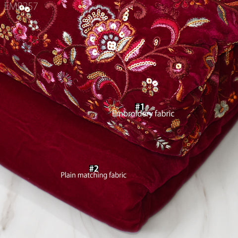 Magenta Velvet Sequins Fabric By The Yard Sewing DIY Crafting Wedding Dress Doll Bags Cushion Covers Quilting Bridal Costumes Blouses Fabric