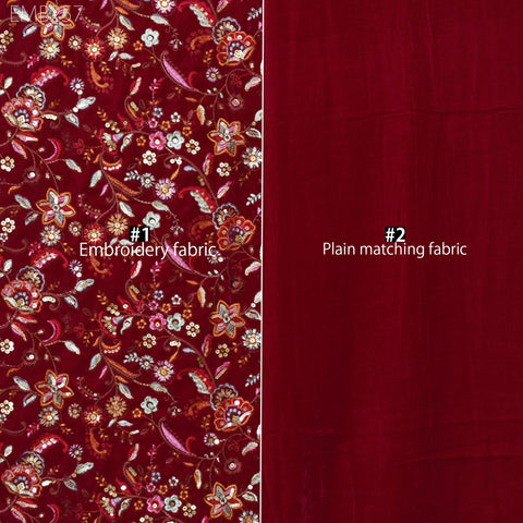 Magenta Velvet Sequins Fabric By The Yard Sewing DIY Crafting Wedding Dress Doll Bags Cushion Covers Quilting Bridal Costumes Blouses Fabric