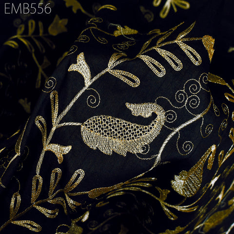 Black Fabric by the yard Sewing DIY Crafting Indian Embroidery Wedding Dress Costumes Dolls Bags Cushion Covers Table Runners Blouses
