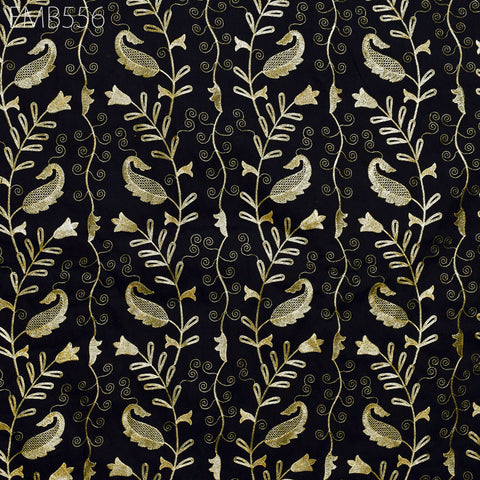 Black Fabric by the yard Sewing DIY Crafting Indian Embroidery Wedding Dress Costumes Dolls Bags Cushion Covers Table Runners Blouses