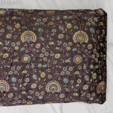 Old Lavender Embroidered Fabric by the yard Sewing DIY Crafting Indian Embroidery Wedding Dress Costumes Floral Coat Table Runners Blouse
