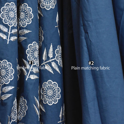 Floral Embroidered Cotton Fabric by the Yard Indian Embroidery Sewing DIY Crafting Women Summer Dresses Costumes Tote Bag Home Decor Curtain