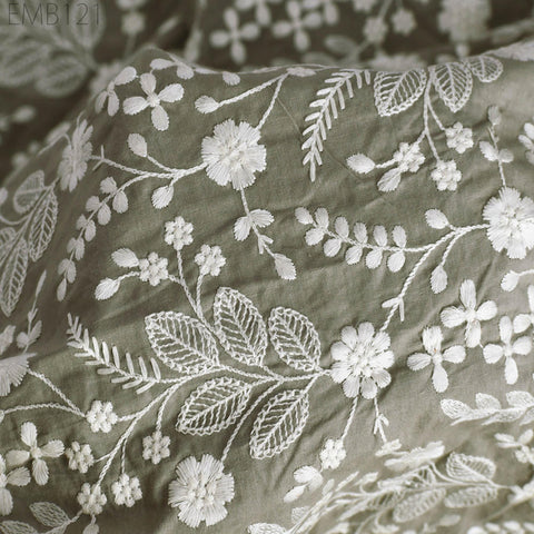 Embroidered Fabric Indian Embroidery Cotton Fabric by the Yard Sewing Fabric DIY Crafting Summer Women Dresses Costumes Doll Bag Home Decor