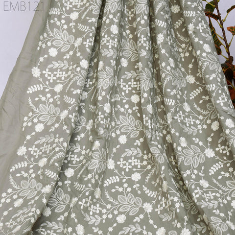 Embroidered Fabric Indian Embroidery Cotton Fabric by the Yard Sewing Fabric DIY Crafting Summer Women Dresses Costumes Doll Bag Home Decor