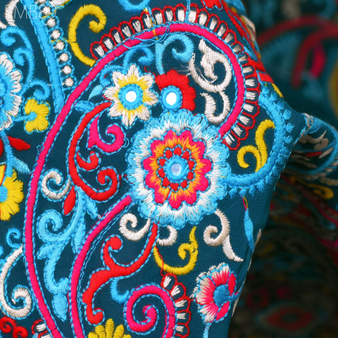 Indian Paisley Embroidered Fabric by the Yard Georgette Embroidery Sewing Curtain Crafting Summer Women Dress Material Drapery Home Decor