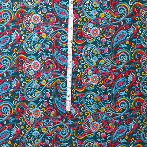 Indian Paisley Embroidered Fabric by the Yard Georgette Embroidery Sewing Curtain Crafting Summer Women Dress Material Drapery Home Decor