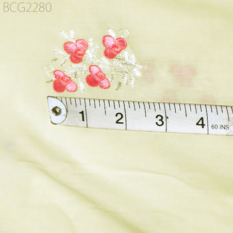 Indian Cream Embroidered Cotton Fabric by the Yard Embroidery Sew Nursery Curtain Crafting Summer Women Dress Material Kid Nightie Quilting