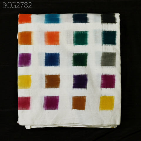 Handloom Indian Ikat Cotton Fabric By the Yard Handwoven Yarn Dyed Kids Summer Dresses Home Furnishing Cushions Curtains Pillows Apparel
