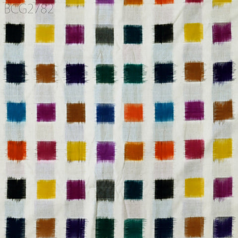 Handloom Indian Ikat Cotton Fabric By the Yard Handwoven Yarn Dyed Kids Summer Dresses Home Furnishing Cushions Curtains Pillows Apparel