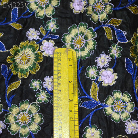 Embroidered Cotton Fabric by the Yard Indian Fabric Sewing Crafting Wedding Dress Costumes Doll Bag Cushion Cover Table Runners Making