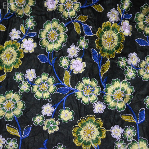 Embroidered Cotton Fabric by the Yard Indian Fabric Sewing Crafting Wedding Dress Costumes Doll Bag Cushion Cover Table Runners Making