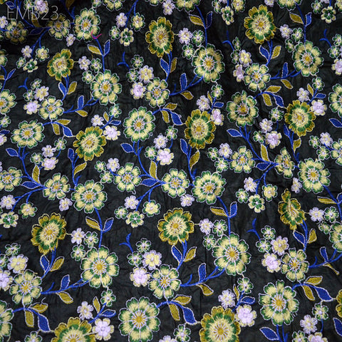 Embroidered Cotton Fabric by the Yard Indian Fabric Sewing Crafting Wedding Dress Costumes Doll Bag Cushion Cover Table Runners Making