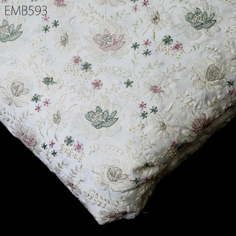 Embroidered Fabric by the yard Sewing DIY Crafting Indian Embroidery Wedding Dress Victorian Costumes Waistcoats Bags Table Runners Blouses