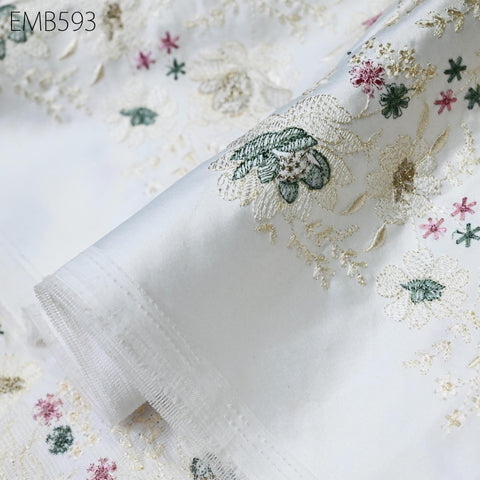 Embroidered Fabric by the yard Sewing DIY Crafting Indian Embroidery Wedding Dress Victorian Costumes Waistcoats Bags Table Runners Blouses