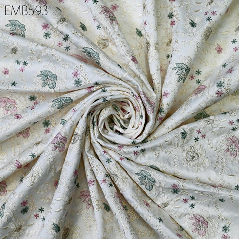 Embroidered Fabric by the yard Sewing DIY Crafting Indian Embroidery Wedding Dress Victorian Costumes Waistcoats Bags Table Runners Blouses