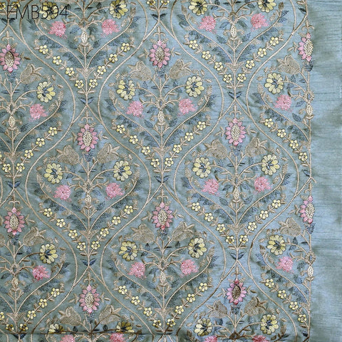 Embroidered Fabric by the yard Sewing DIY Crafting Indian Embroidery Wedding Dress Costumes Dolls Bags Cushion Covers Table Runners Blouses