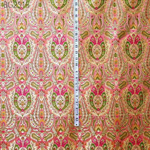 Peachy Pink Brocade Fabric by the Yard Indian Banarasi Winter Wedding Dress Brides Mother Knee Length Coat Theatrical Historic Costumes